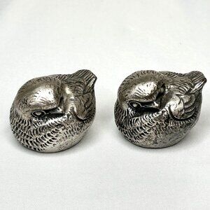 Vintage Italian Peltro Pewter Bird Figurines Paperweight 9.3oz Mid-Century Rare